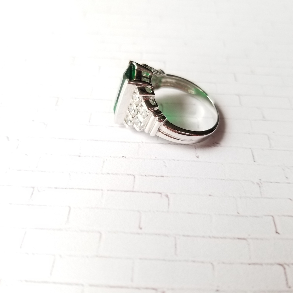 Simulated Emerald And Diamond Ring - image 4